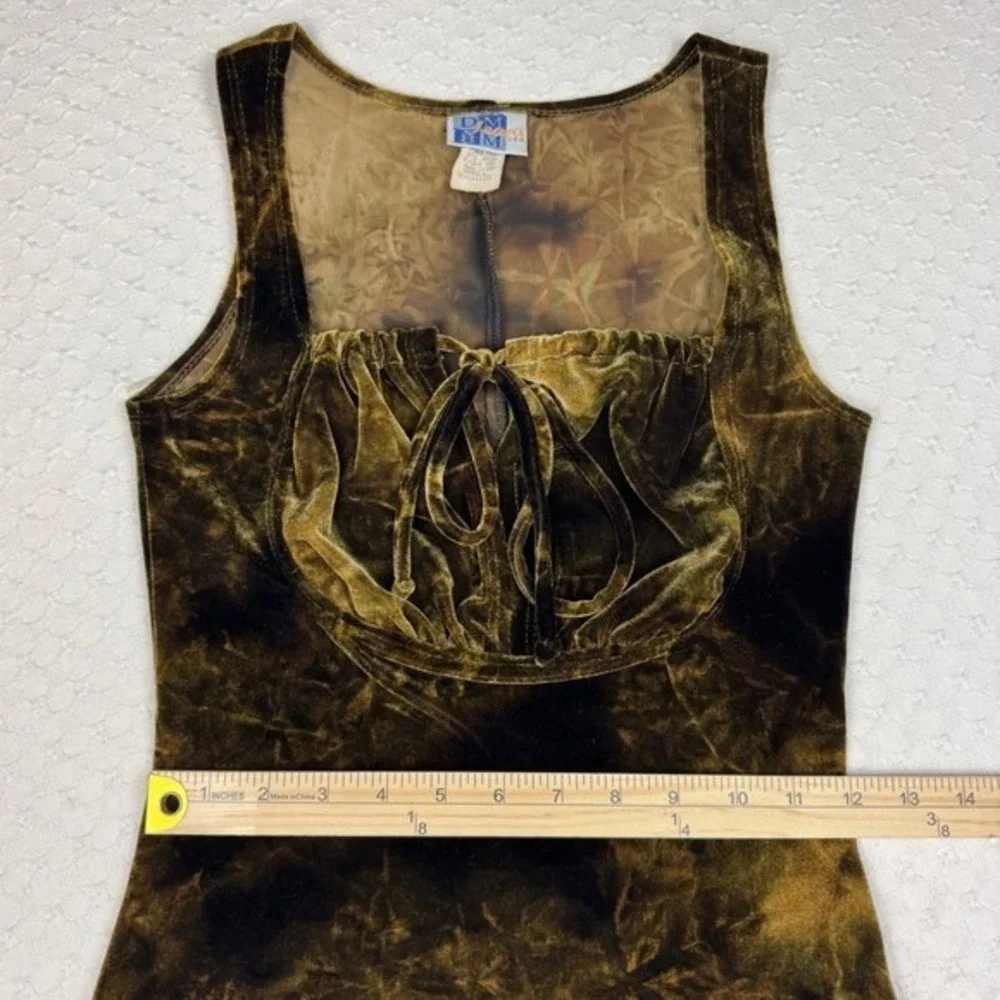 Vintage DM Jeans Tank Dress Girls Small Tie Front Tie‎ Dye Velvet USA Whimsigoth